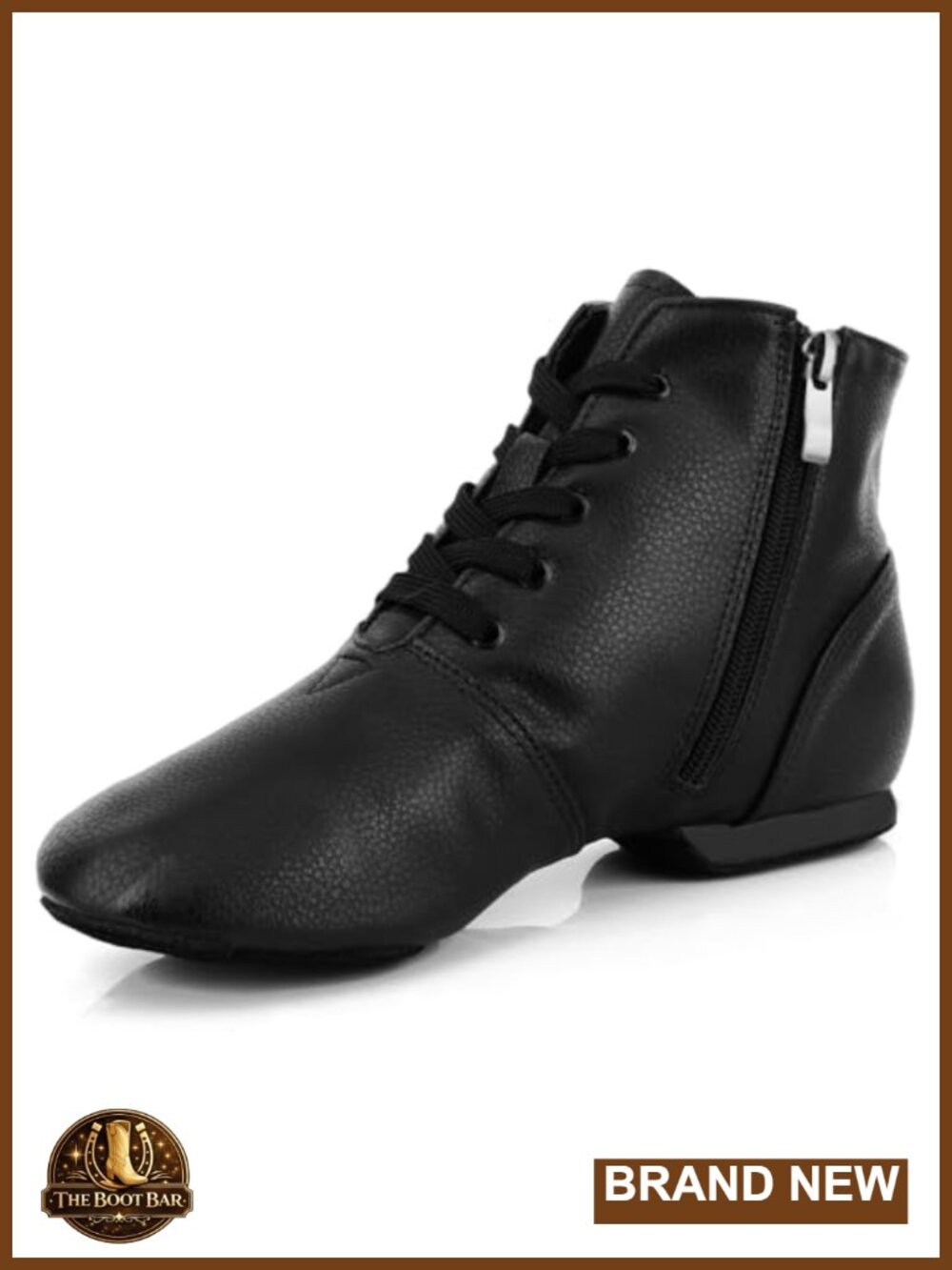 Lace Up Split Sole Jazz Boots with Zipper Rubber Sole Dance Shoes